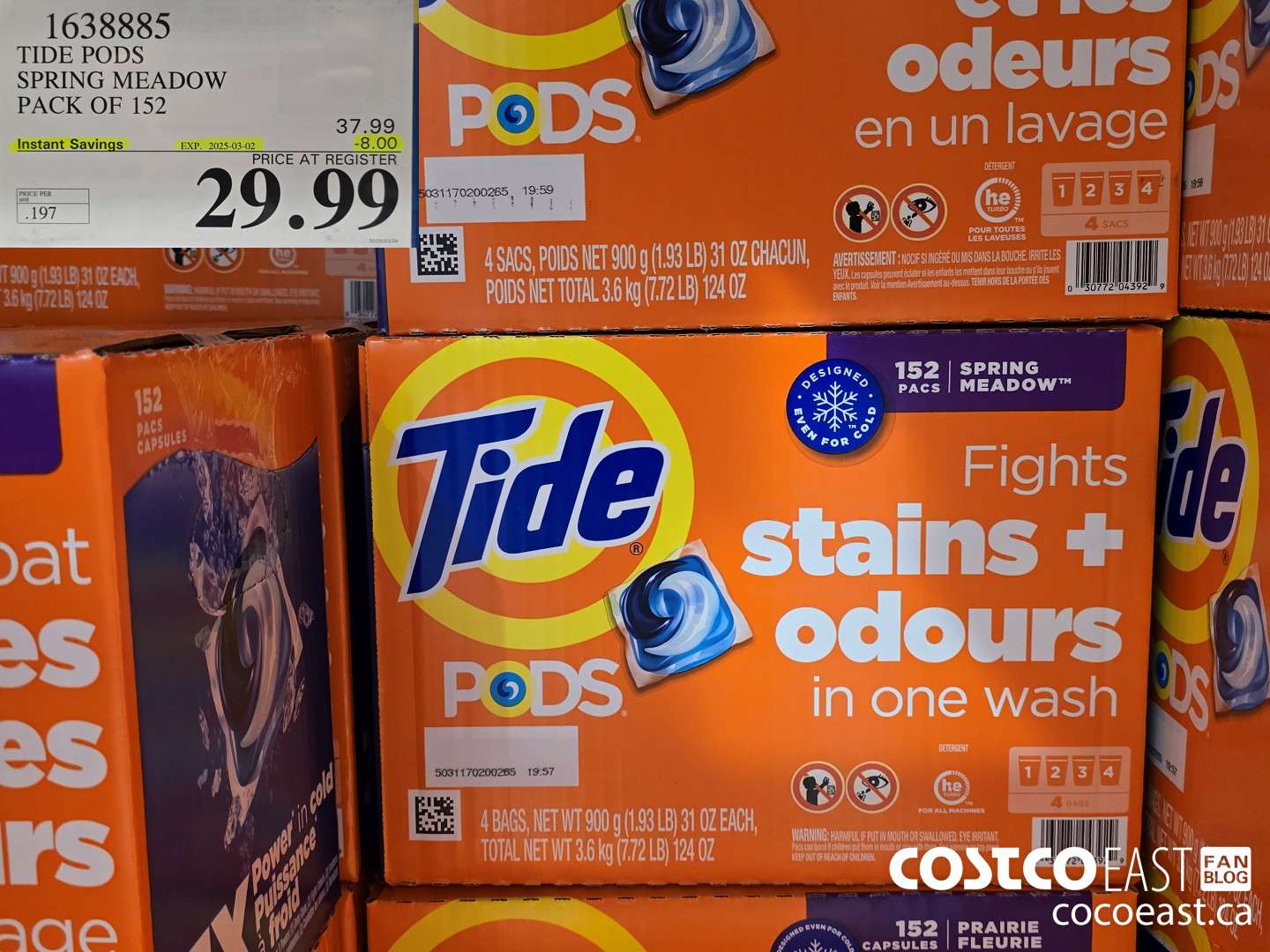 1638885 TIDE PODS SPRING MEADOW PACK OF 152 ($8.00 INSTANT SAVINGS EXPIRES ON 2025-03-02) $29.99