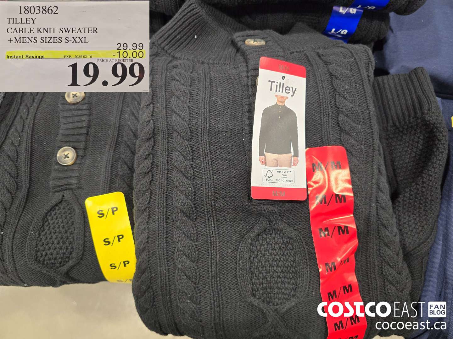 1803862 TILLEY CABLE KNIT SWEATER +MENS SIZES S-XXL ($10.00 INSTANT SAVINGS EXPIRES ON 2025-02-16) $19.99