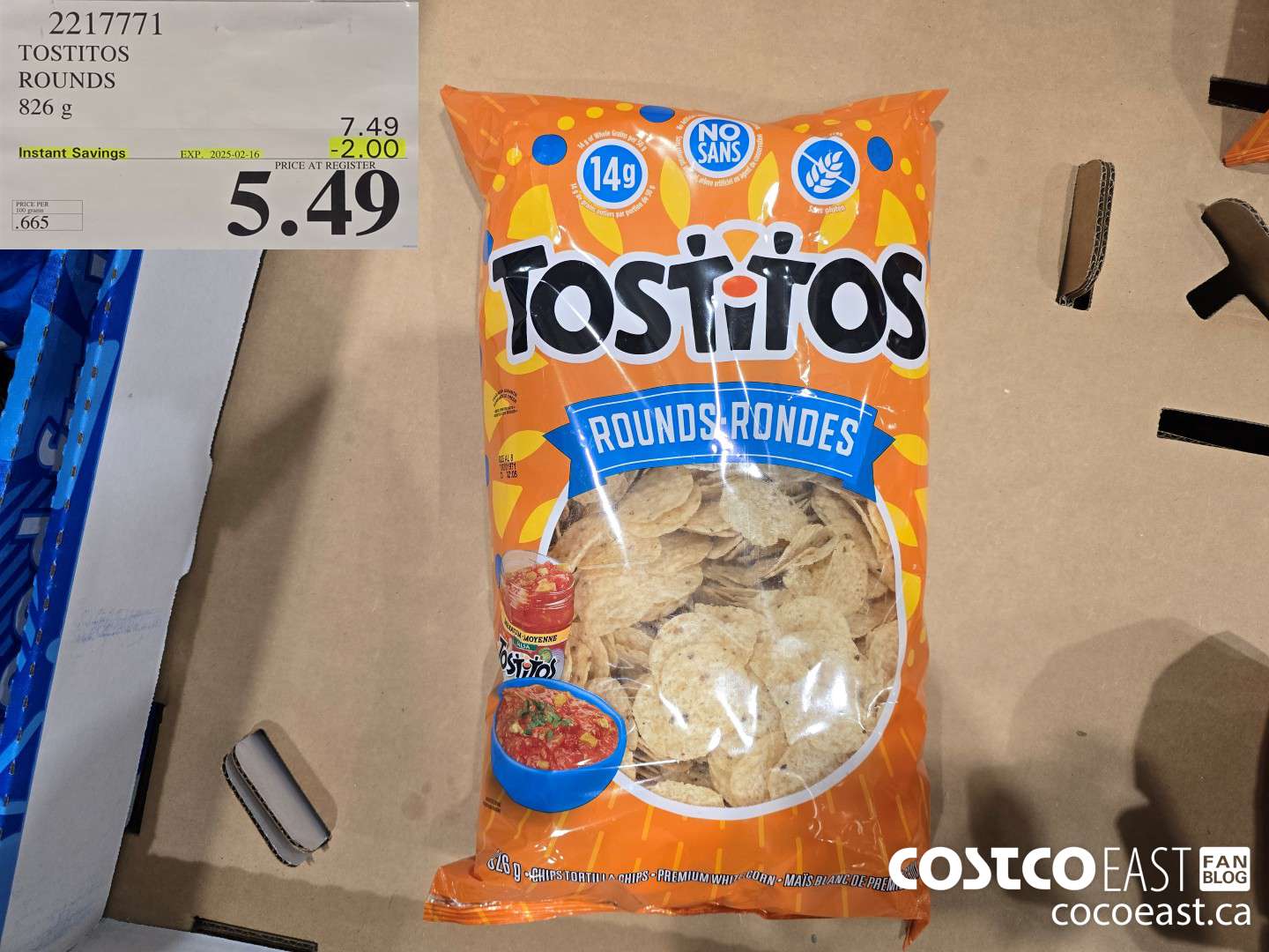 2217771 TOSTITOS ROUNDS 826 g ($2.00 INSTANT SAVINGS EXPIRES ON 2025-02-16) $5.49