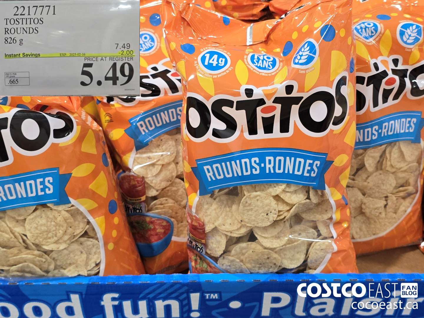 2217771 TOSTITOS ROUNDS 826 g ($2.00 INSTANT SAVINGS EXPIRES ON 2025-02-16) $5.49