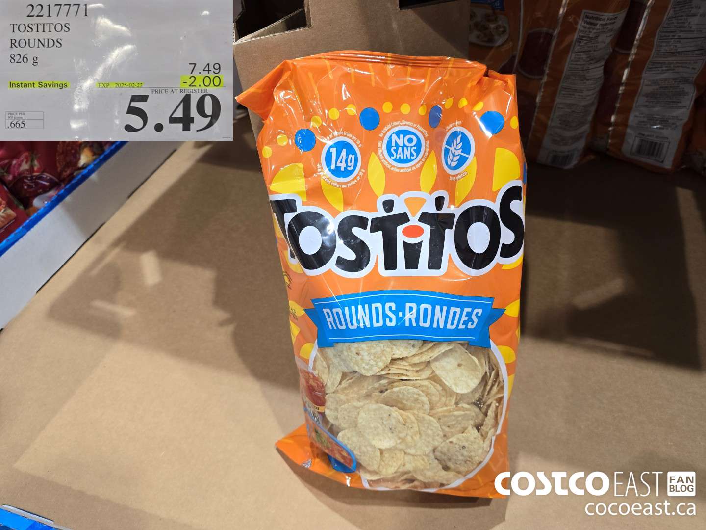 2217771 TOSTITOS ROUNDS 826 g ($2.00 INSTANT SAVINGS EXPIRES ON 2025-02-23) $5.49