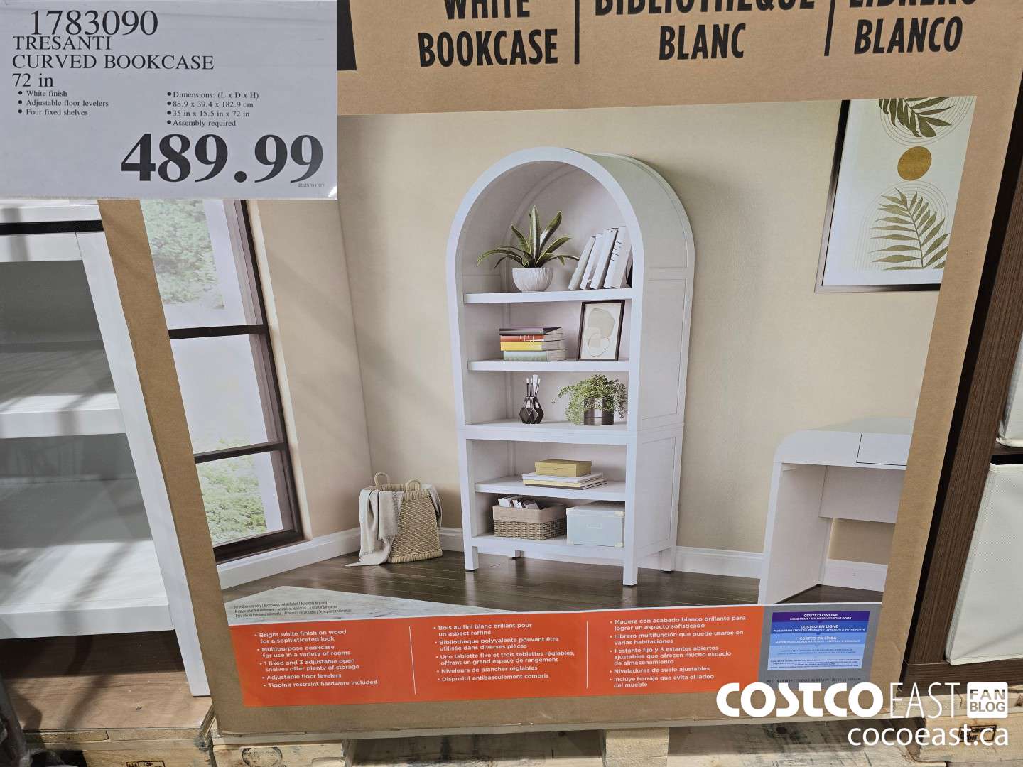 1783090 TRESANTI CURVED BOOKCASE 72 IN $489.99