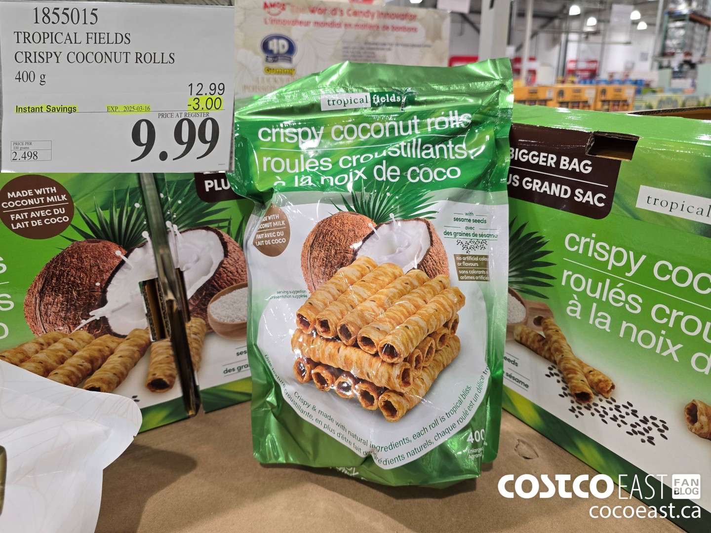 1855015 TROPICAL FIELDS CRISPY COCONUT ROLLS 400 g ($3.00 INSTANT SAVINGS EXPIRES ON 2025-03-16) $9.99