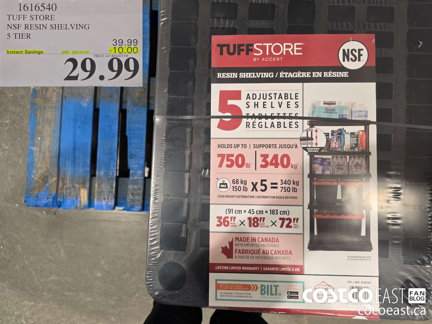 1616540 TUFF STORE NSF RESIN SHELVING 5 TIER ($10.00 INSTANT SAVINGS EXPIRES ON 2025-03-02) $29.99