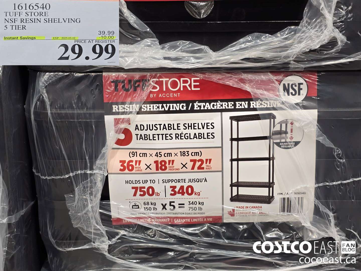 1616540 TUFF STORE NSF RESIN SHELVING 5 TIER ($10.00 INSTANT SAVINGS EXPIRES ON 2025-03-02) $29.99