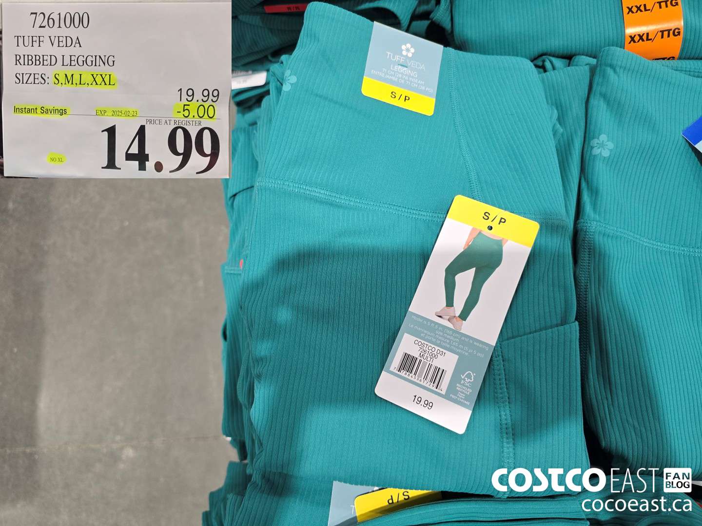 7261000 TUFF VEDA RIBBED LEGGING + LADIES SIZES: S,M,L,XXL ($5.00 INSTANT SAVINGS EXPIRES ON 2025-02-23) $14.99