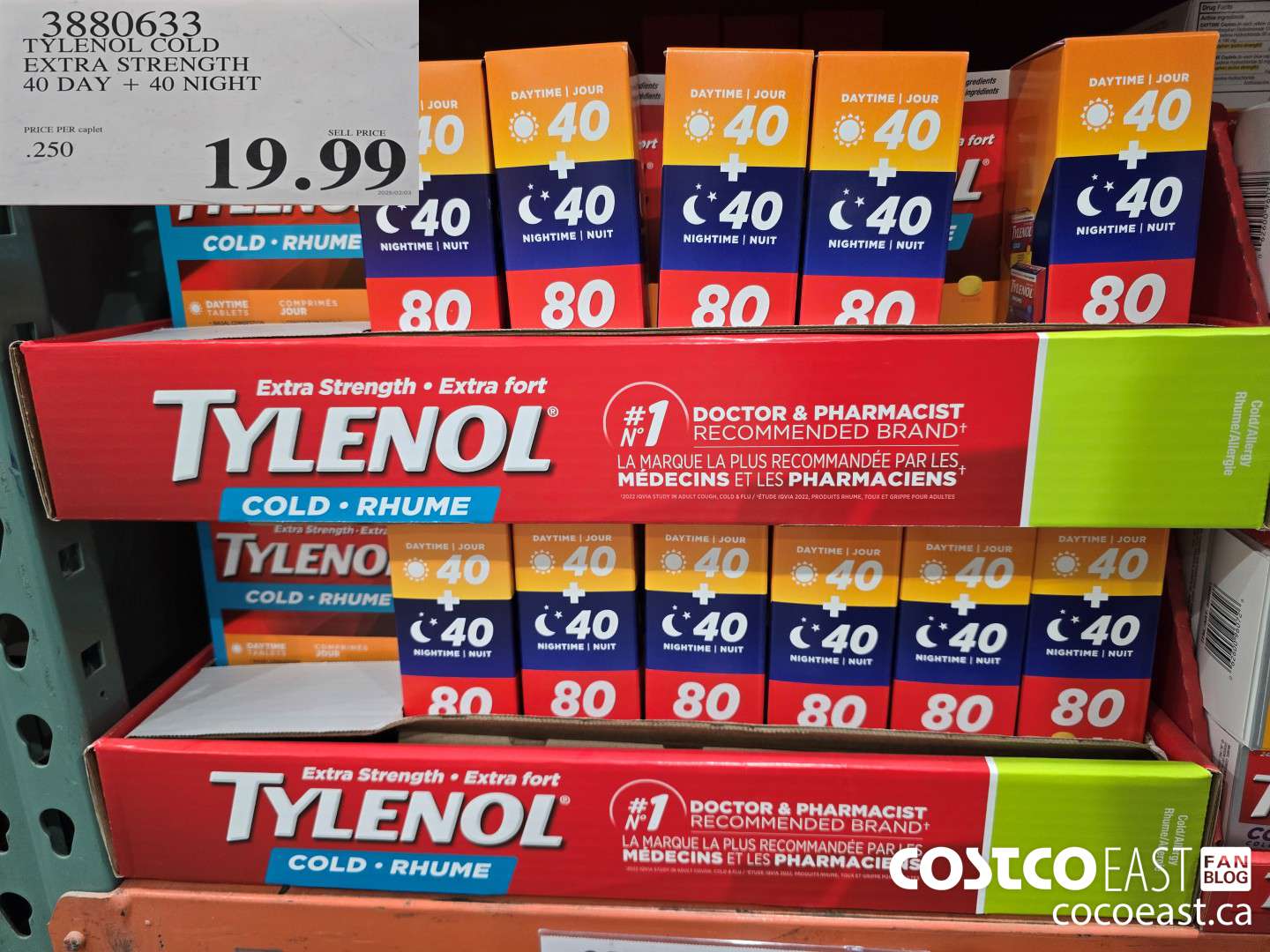 3880633 TYLENOL COLD EXTRA STRENGTH 40 day + 40 night $19.99
