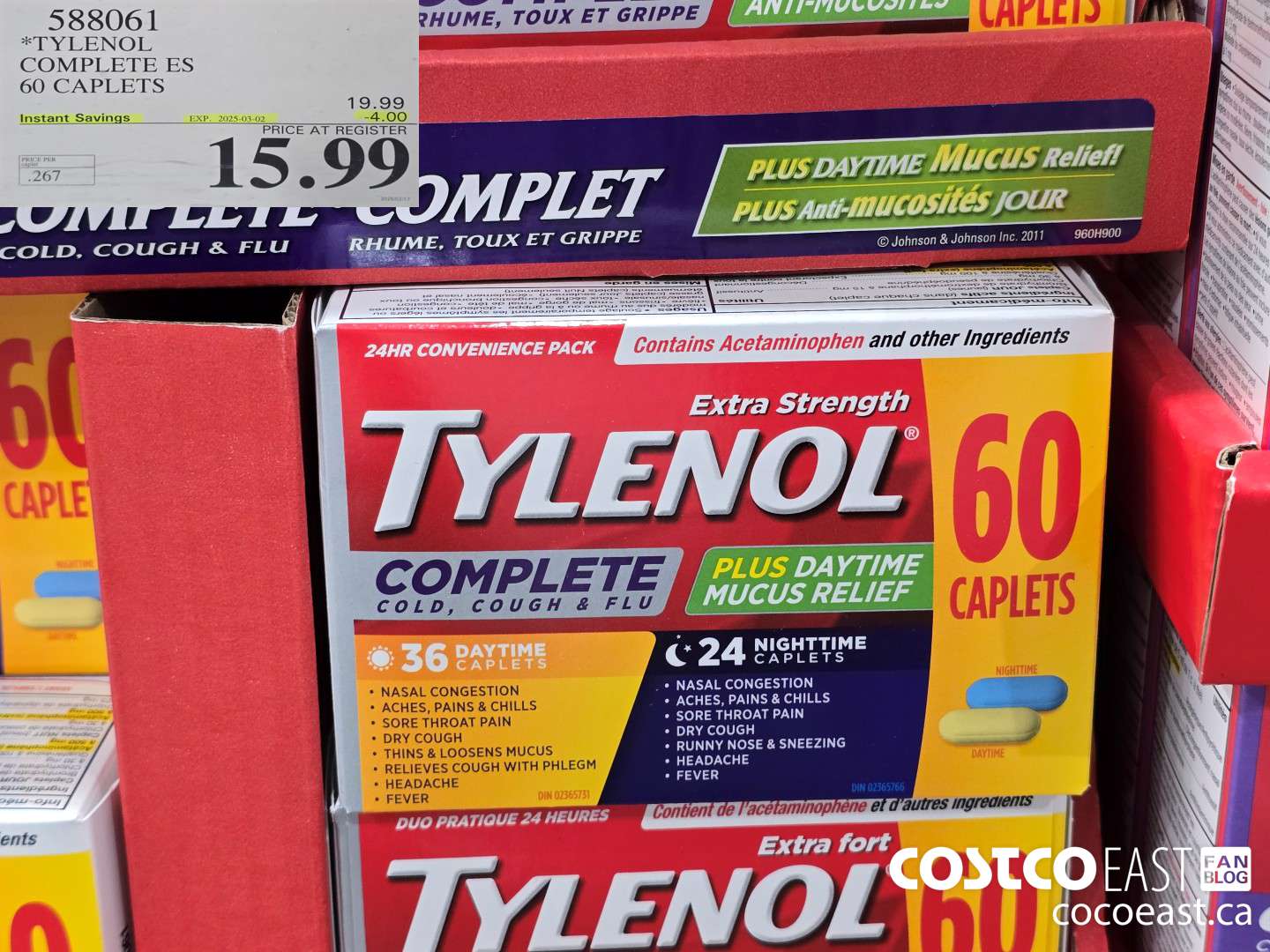 588061 TYLENOL COMPLETE ES 60 CAPLETS ($4.00 INSTANT SAVINGS EXPIRES ON 2025-03-02) $15.99