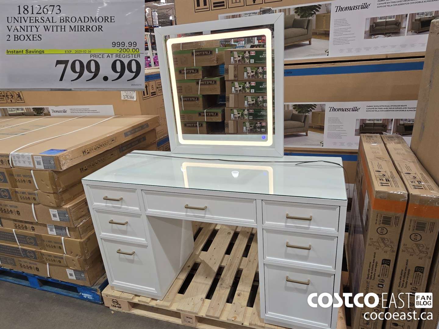 1812673 UNIVERSAL BROADMORE VANITY WITH MIRROR 2 BOXES ($200.00 INSTANT SAVINGS EXPIRES ON 2025-02-16) $799.99