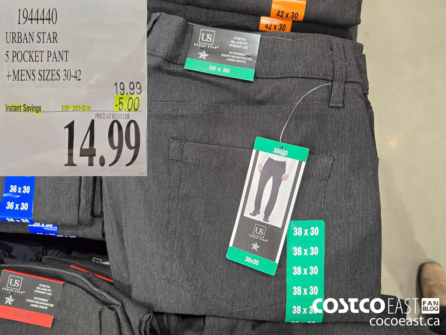 1944440 URBAN STAR 5 POCKET PANT +MENS SIZES 30-42 ($5.00 INSTANT SAVINGS EXPIRES ON 2025-02-16) $14.99