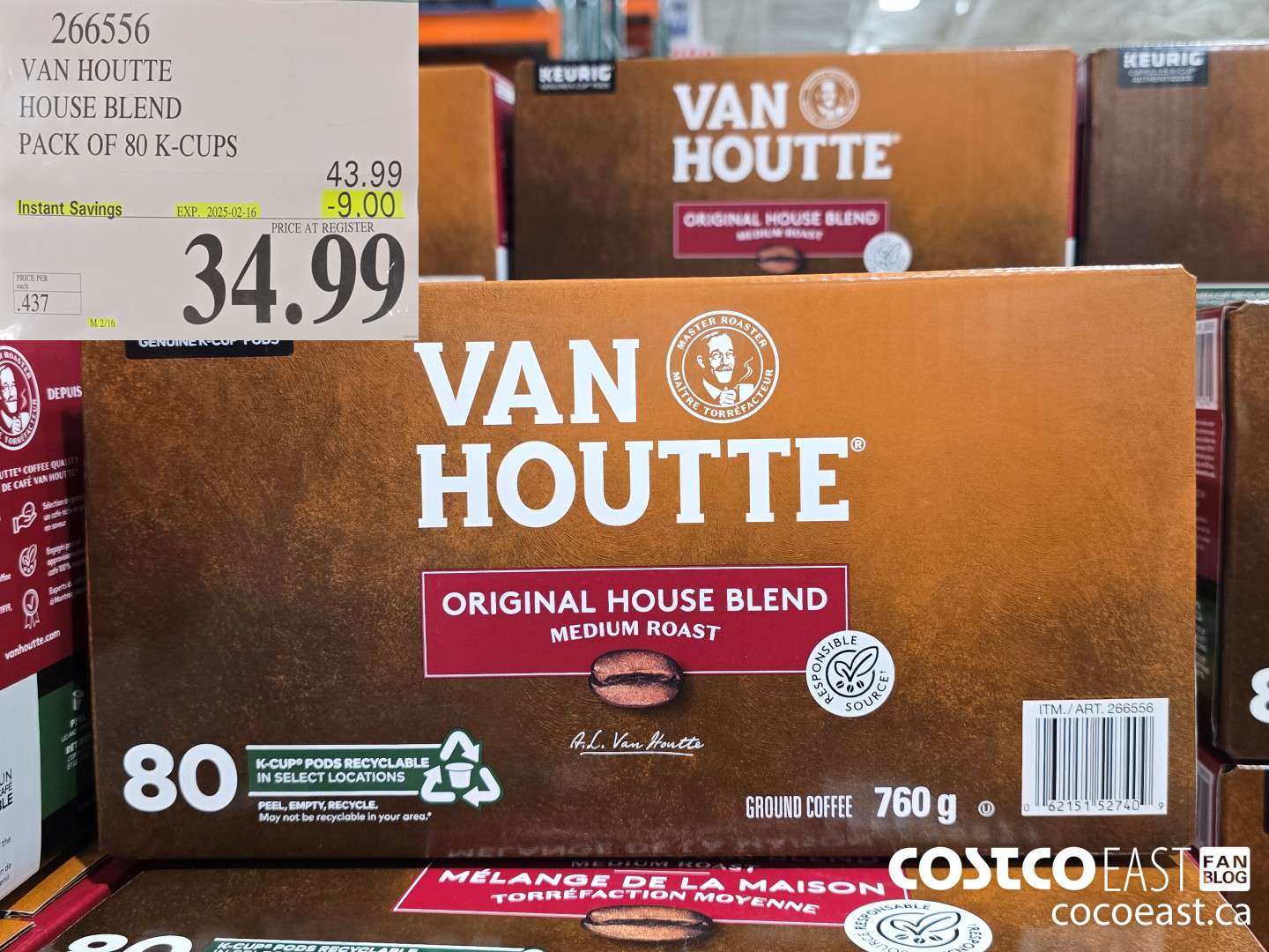 266556 VAN HOUTTE HOUSE BLEND PACK OF 80 K-CUPS ($9.00 INSTANT SAVINGS EXPIRES ON 2025-02-16) $34.99