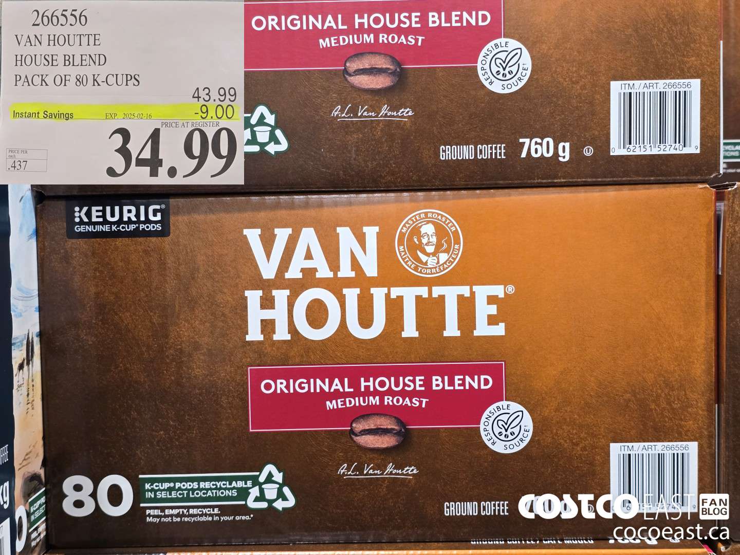 266556 VAN HOUTTE HOUSE BLEND PACK OF 80 K-CUPS ($9.00 INSTANT SAVINGS EXPIRES ON 2025-02-16) $34.99