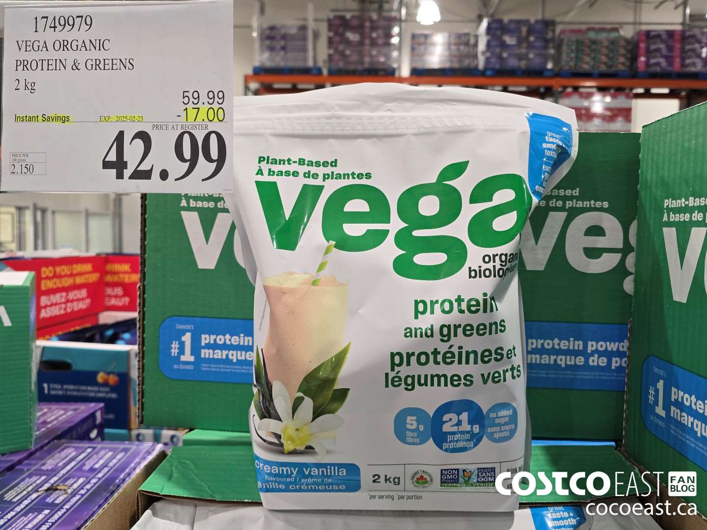 1749979 VEGA ORGANIC PROTEIN & GREENS 2 KG ($17.00 INSTANT SAVINGS EXPIRES ON 2025-02-23) $42.99