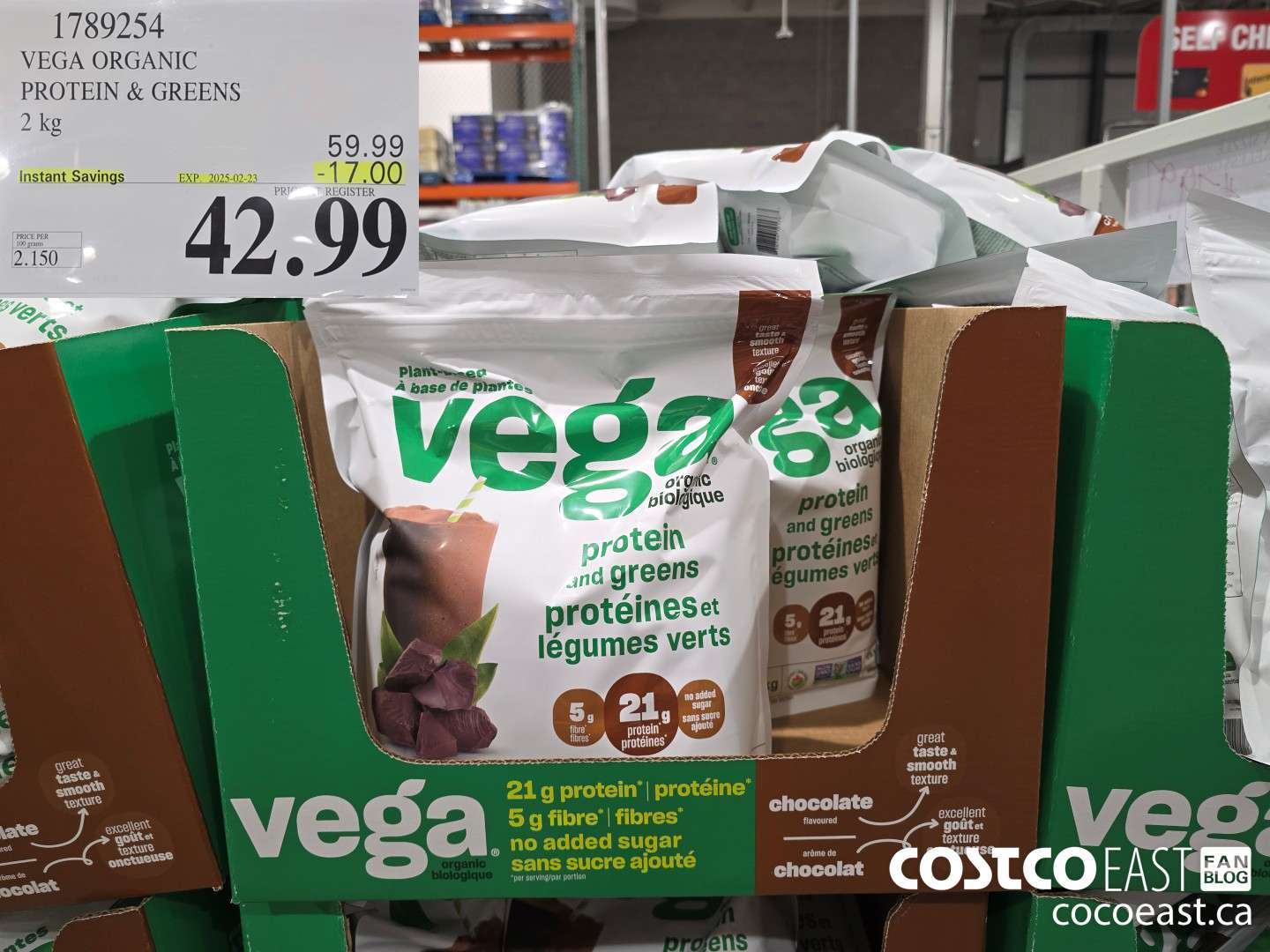 1789254 VEGA ORGANIC PROTEIN & GREENS 2 kg ($17.00 INSTANT SAVINGS EXPIRES ON 2025-02-23) $42.99