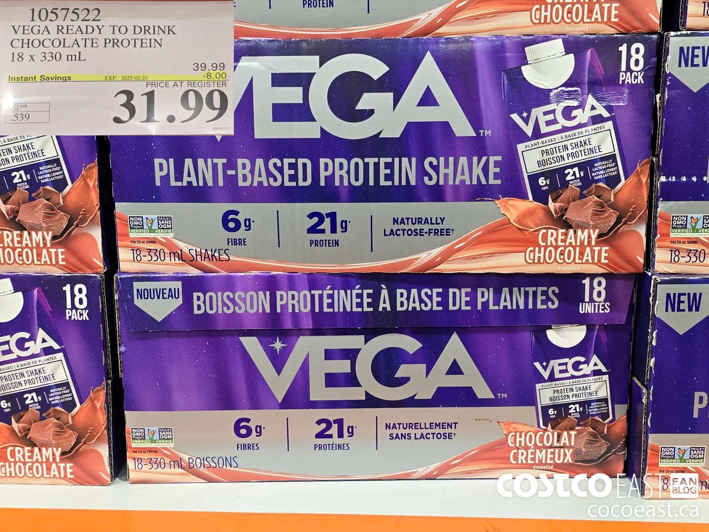 1057522 VEGA READY TO DRINK CHOCOLATE PROTEIN 18 x 330 mL ($8.00 INSTANT SAVINGS EXPIRES ON 2025-02-23) $31.99