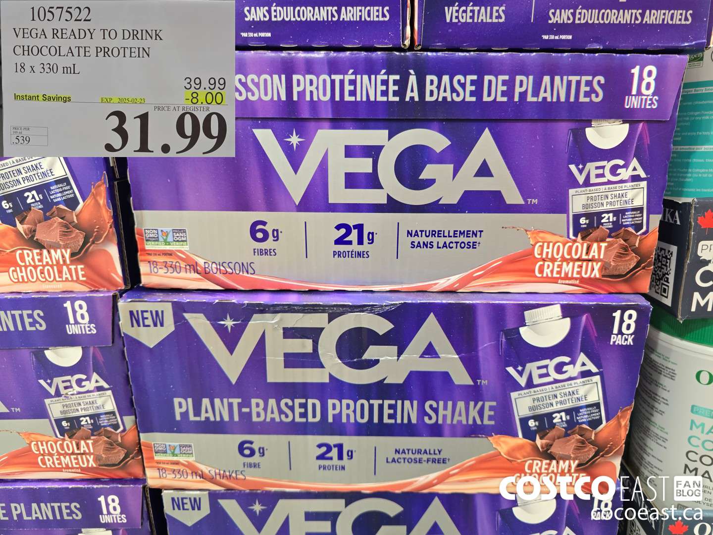 1057522 VEGA READY TO DRINK CHOCOLATE PROTEIN 18 x 330 mL ($8.00 INSTANT SAVINGS EXPIRES ON 2025-02-23) $31.99