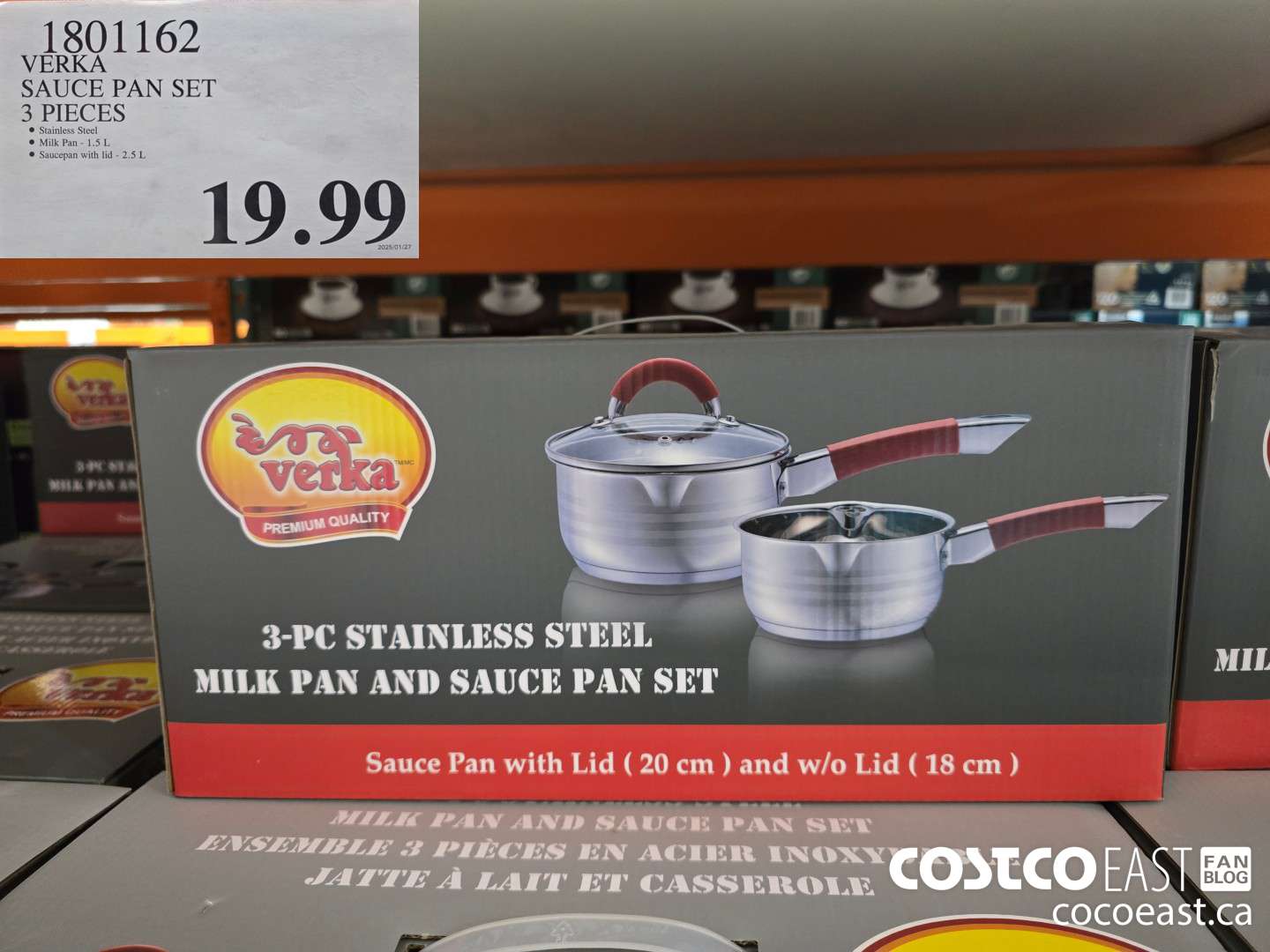 1801162 VERKA SAUCE PAN SET 3 PIECES $19.99