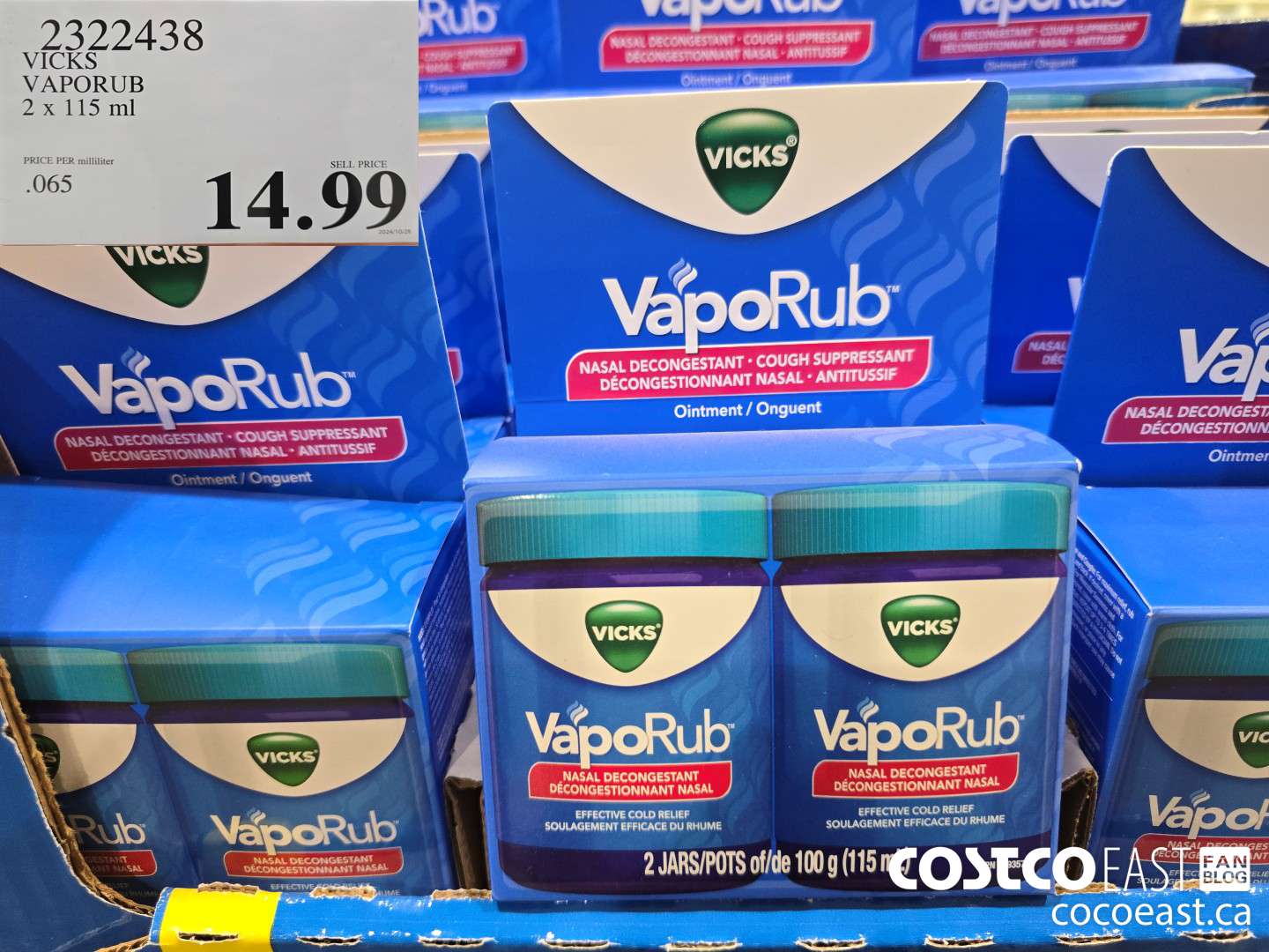 2322438 VICKS VAPORUB 2 X 115 ml $14.99