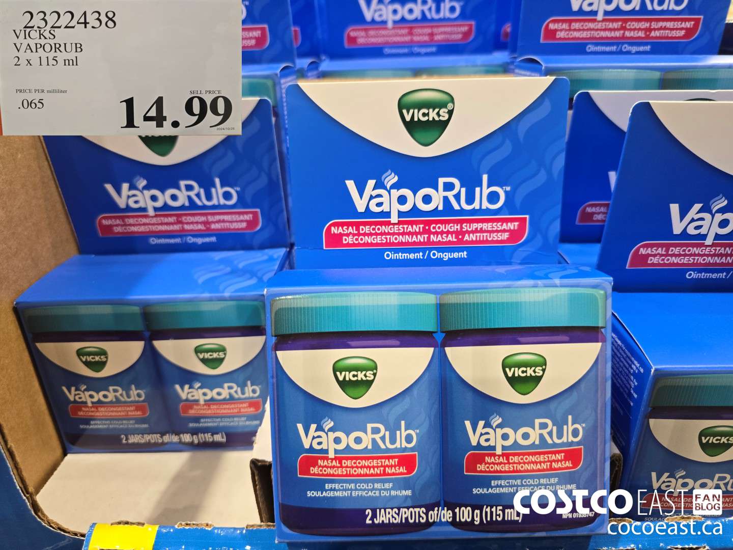 2322438 VICKS VAPORUB 2 X 115 ml $14.99