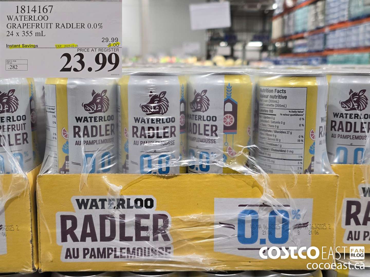 1814167 WATERLOO GRAPEFRUIT RADLER 0.0% 24 X 355 ML ($6.00 INSTANT SAVINGS EXPIRES ON 2025-02-23) $23.99