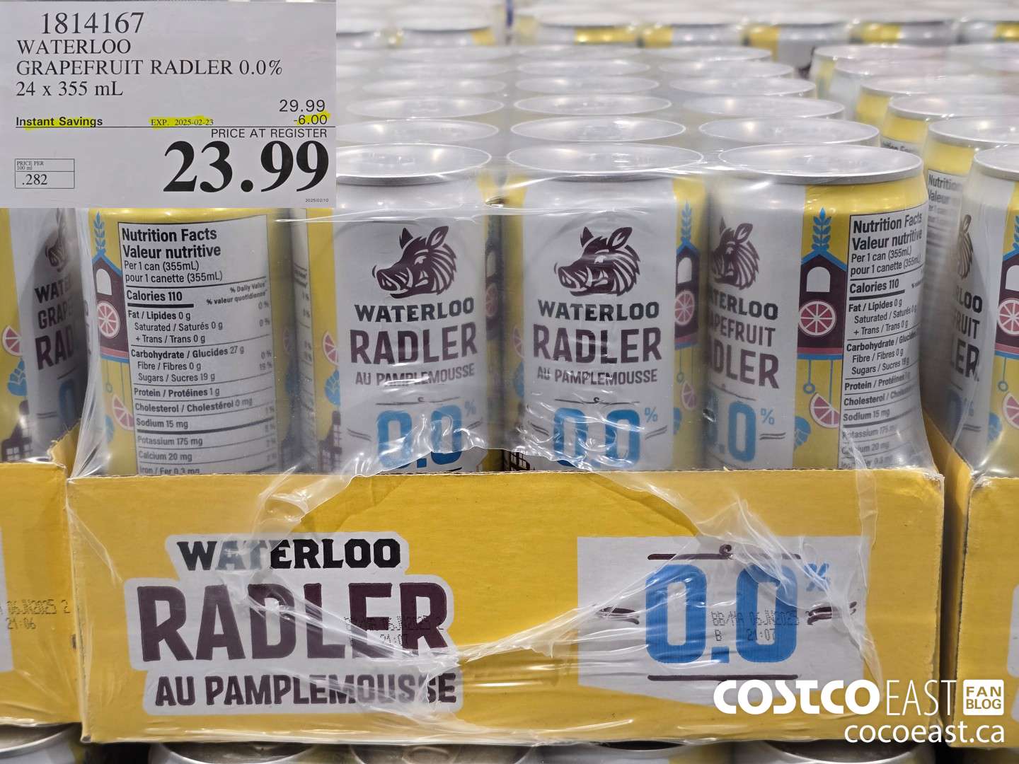 1814167 WATERLOO GRAPEFRUIT RADLER 0.0% 24 X 355 ML ($6.00 INSTANT SAVINGS EXPIRES ON 2025-02-23) $23.99