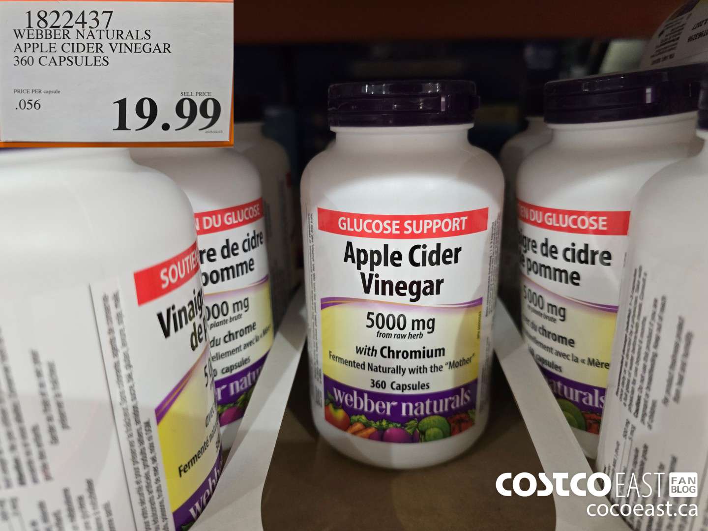 1822437 WEBBER NATURALS APPLE CIDER VINEGAR 360 CAPSULES $19.99