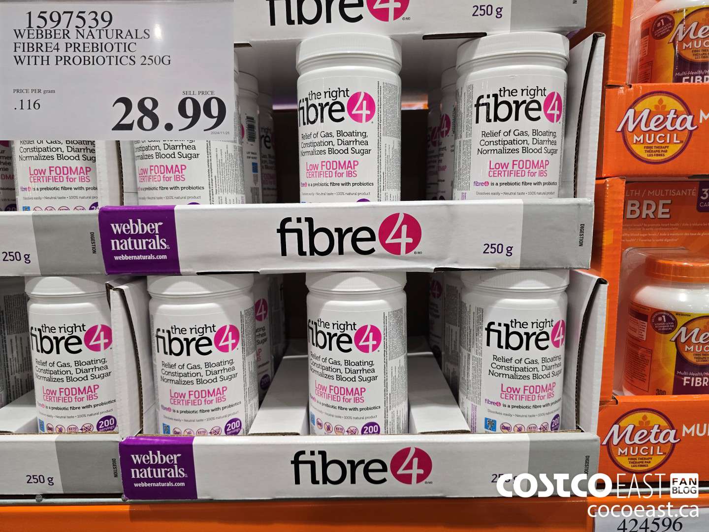1597539 WEBBER NATURALS FIBRE4 PREBIOTIC 250G M $28.99