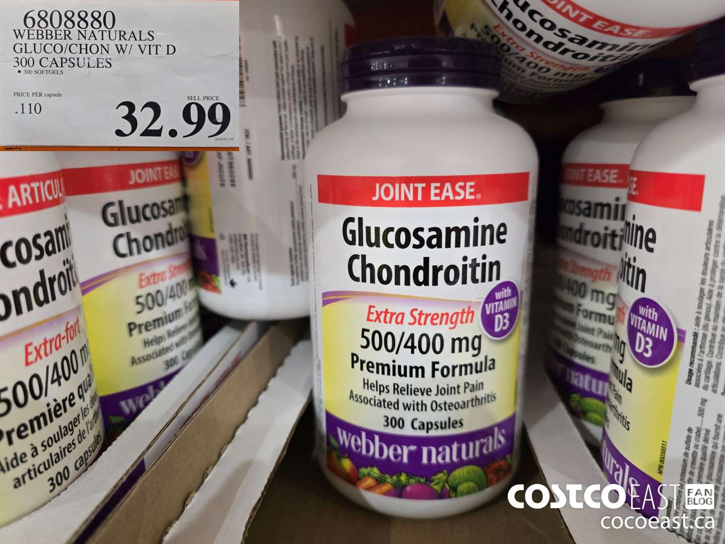 6808880 WEBBER NATURALS GLUCO/CHON 500/400 MG W/ VIT D 300 CAPSULES $32.99