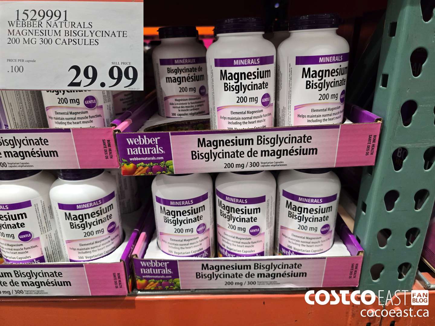 1529991 WEBBER NATURALS MAGNESIUM BISGLYCINATE 200MG 300 CAPSULES $29.99