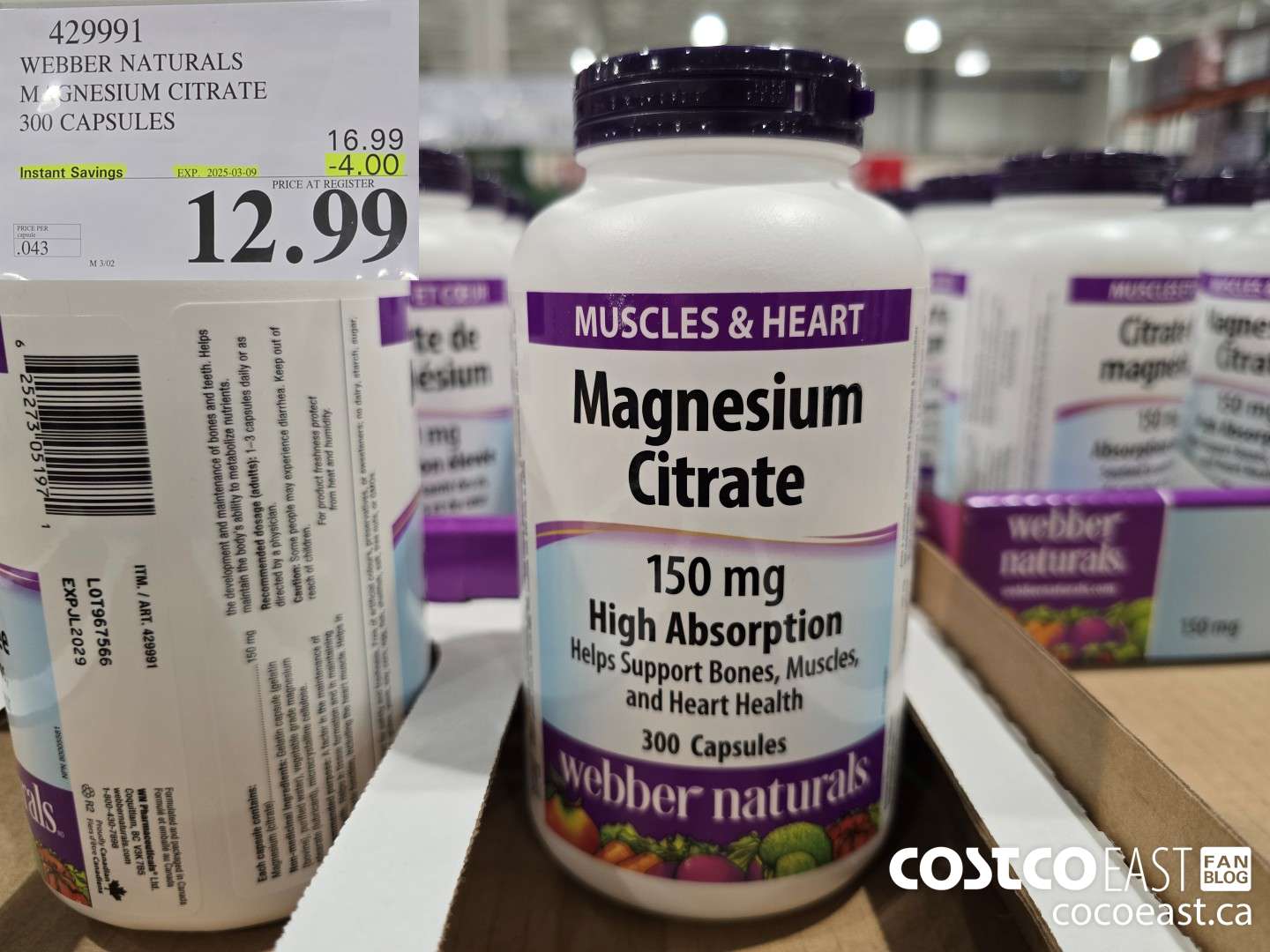 429991 WEBBER NATURALS MAGNESIUM CITRATE 300 CAPSULES ($4.00 INSTANT SAVINGS EXPIRES ON 2025-03-09) $12.99