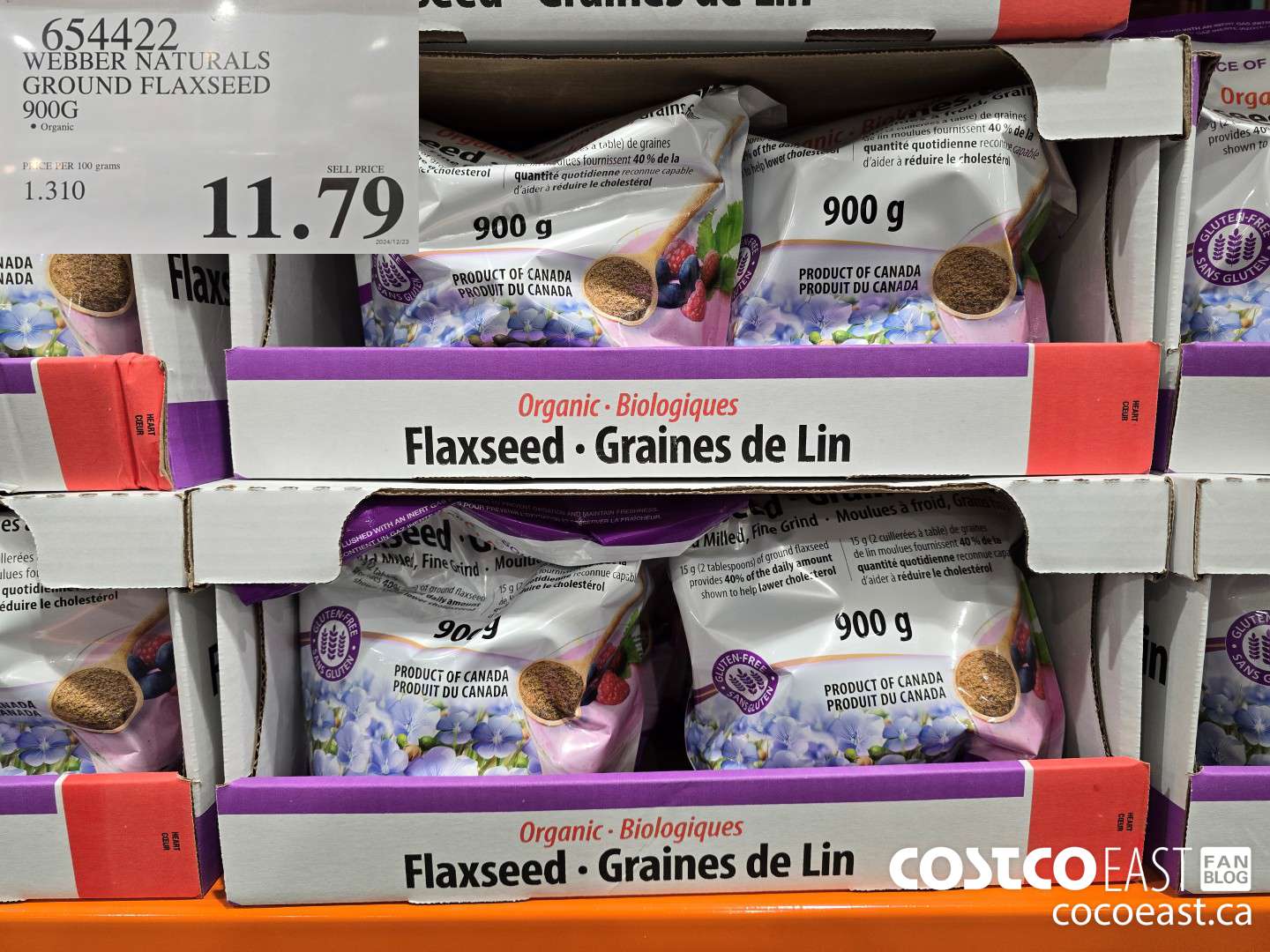 654422 WEBBER NATURALS ORGANIC GROUND FLAXSEED 900G $11.79