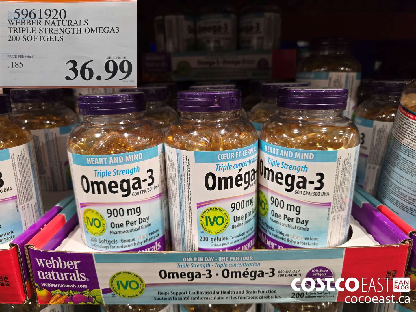 5961920 WEBBER NATURALS TRIPLE STRENGTH OMEGA3 200 SOFTGELS $36.99