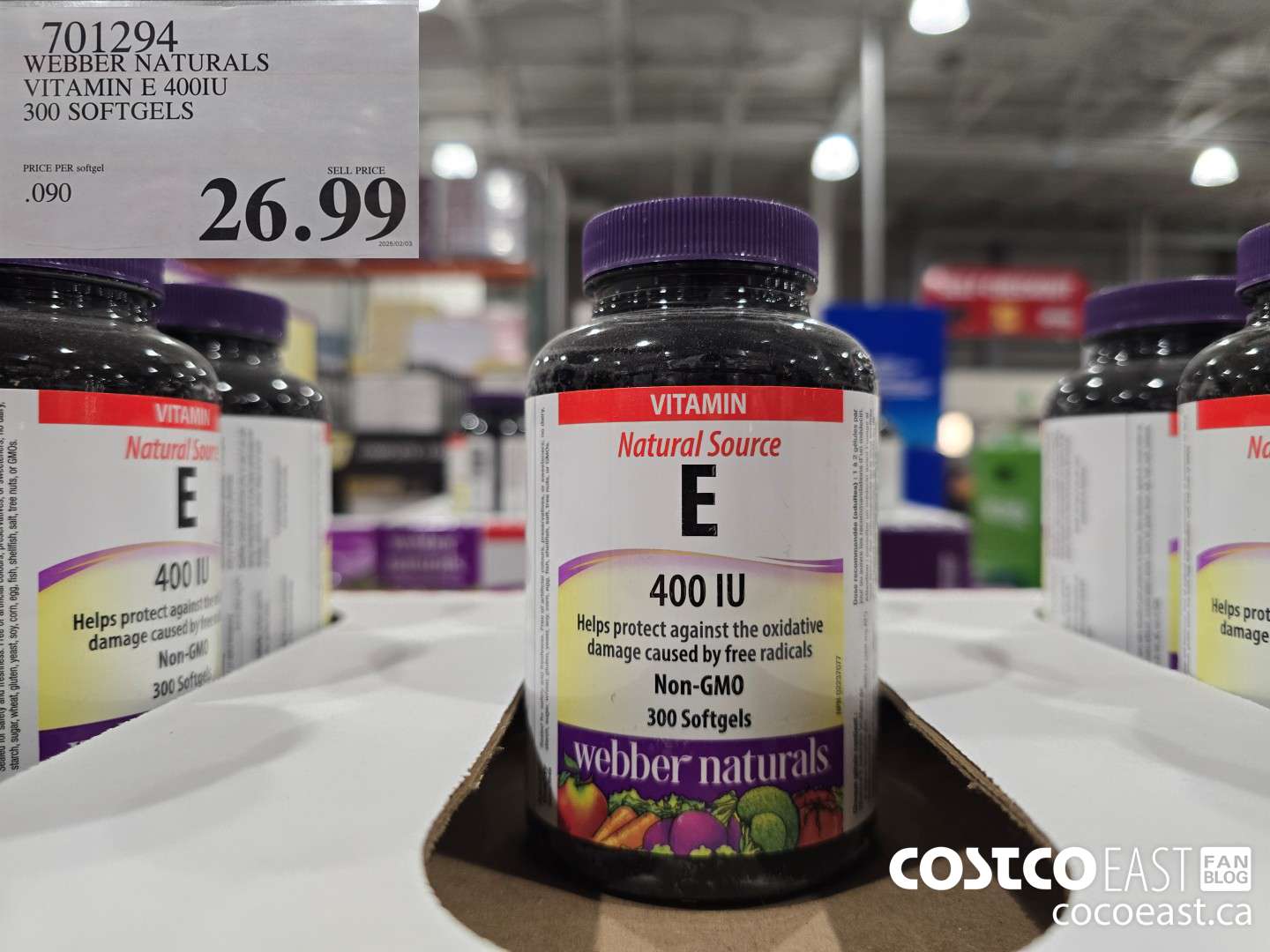 701294 WEBBER NATURALS VITAMIN E NATURAL 400 IU 300 SOFTGELS $26.99