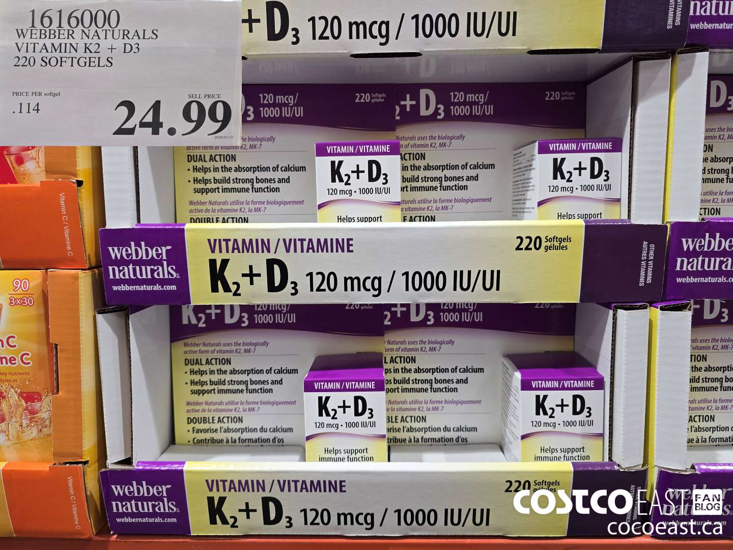 1616000 WEBBER NATURALS VITAMIN K2+D3 220 SOFTGELS $24.99