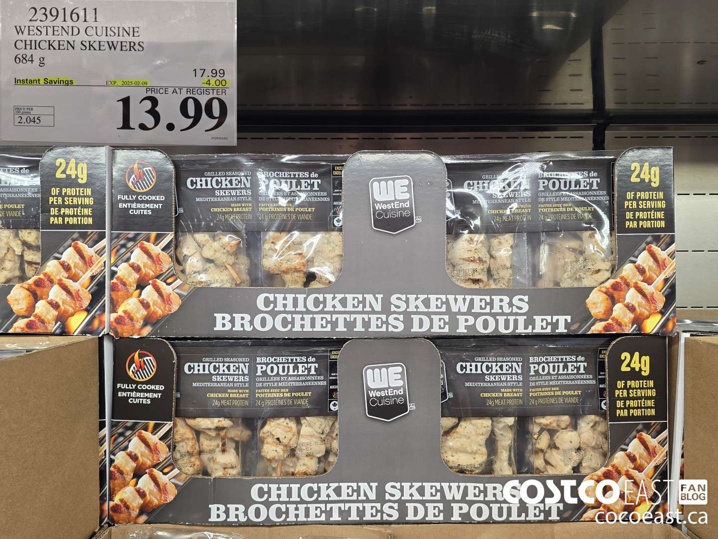 2391611 WESTERN CUISINE CHICKEN SKEWERS 684 G ($4.00 INSTANT SAVINGS EXPIRES ON 2025-02-09) $13.99