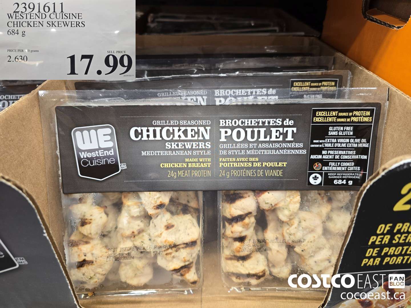 2391611 WESTERN CUISINE CHICKEN SKEWERS 684 G $17.99
