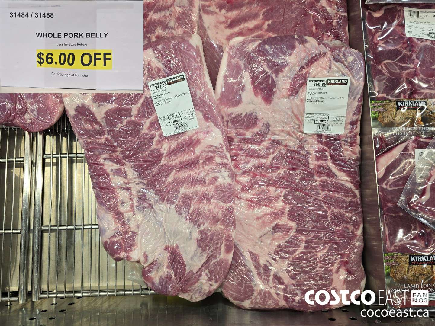 31484 WHOLE PORK BELLY ($6.00 INSTANT SAVINGS)