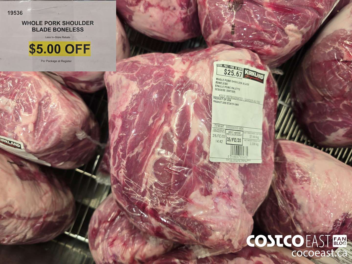 19536 WHOLE PORK SHOULDER BLADE BONELESS ($5.00 INSTANT SAVINGS)