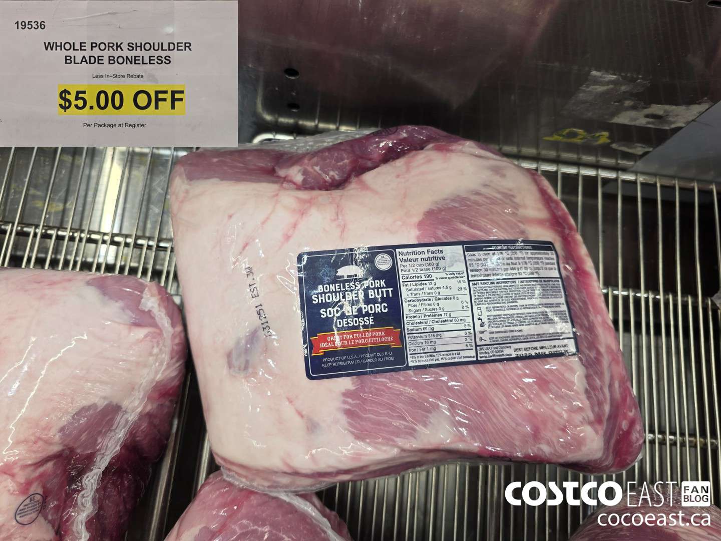 19536 WHOLE PORK SHOULDER BLADE BONELESS ($5.00 INSTANT SAVINGS)