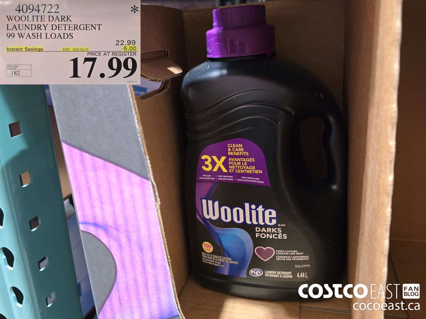 4094722 WOOLITE DARK LAUNDRY DETERGENT 99 wash loads ($5.00 INSTANT SAVINGS EXPIRES ON 2025-02-23) $17.99