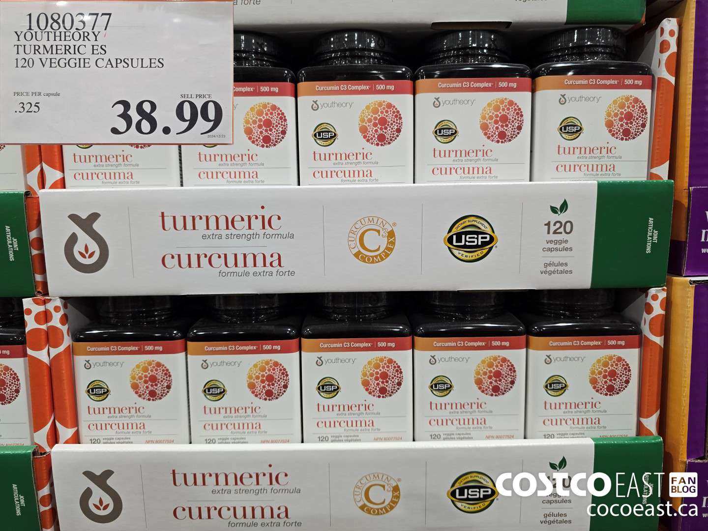 1080377 YOUTHEORY TUMERIC ES 120 VEGGIE CAPSULES $38.99