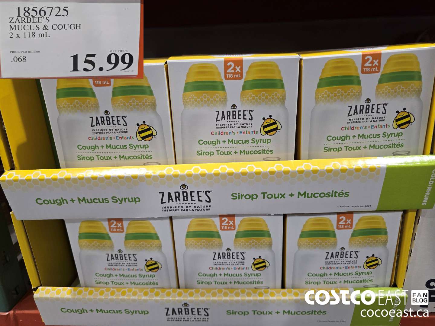 1856725 ZARBEE'S MUCUS & COUGH 2 X 118 ML $15.99