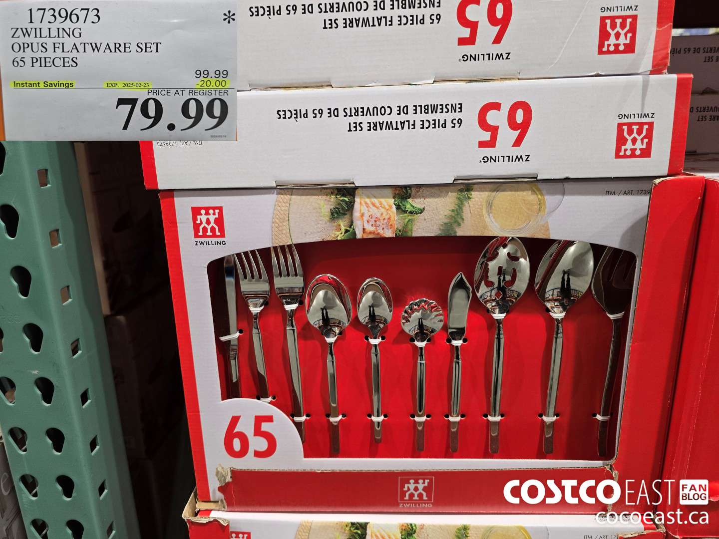 1739673 ZWILLING OPUS FLATWARE SET 65 PIECES ($20.00 INSTANT SAVINGS EXPIRES ON 2025-02-23) $79.99