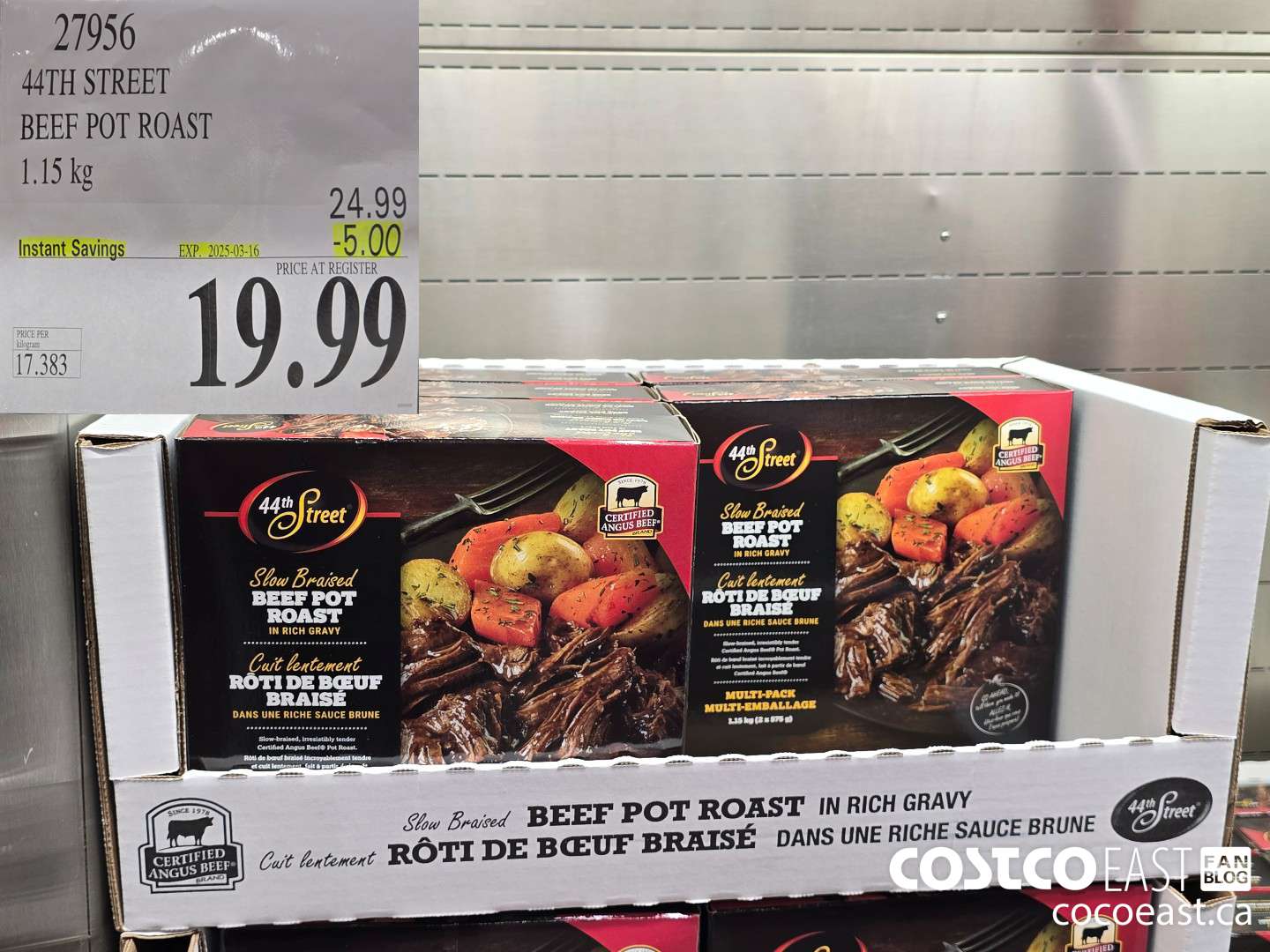 27956 44TH STREET BEEF POT ROAST 1.15 KG ($5.00 INSTANT SAVINGS EXPIRES ON 2025-03-16) $19.99