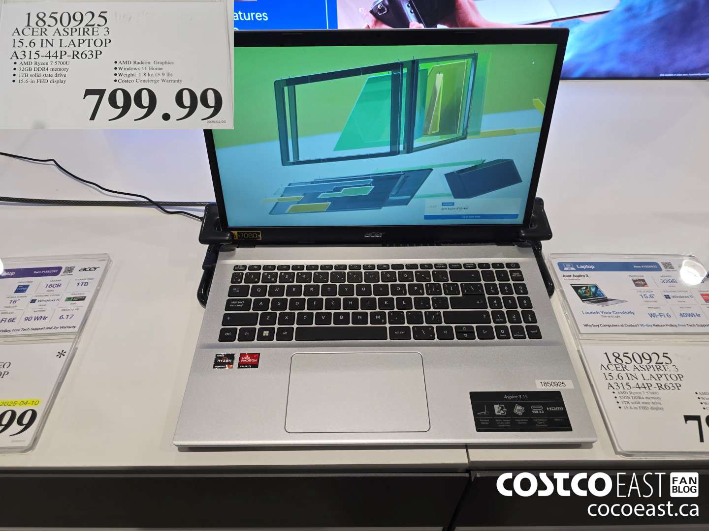 1850925 ACER ASPIRE 3 15.6 IN LAPTOP A315-44P-R63P $799.99