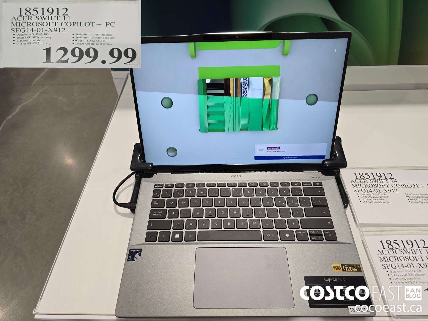 1851912 ACER SWIPT 14 MICROSOFT COPILOT + PC SFG14-01-X912 $1299.99