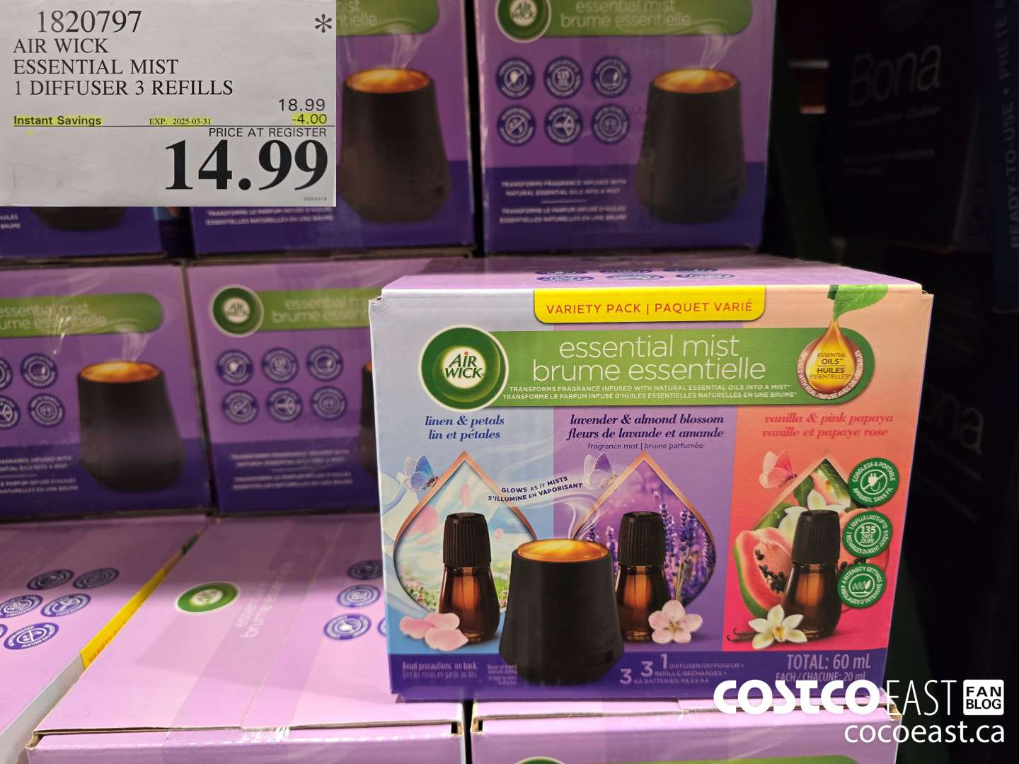 1820797 AIR WICK ESSENTIAL MIST 1 DIFFUSER 3 REFILLS ($4.00 INSTANT SAVINGS EXPIRES ON 2025-03-31) $14.99