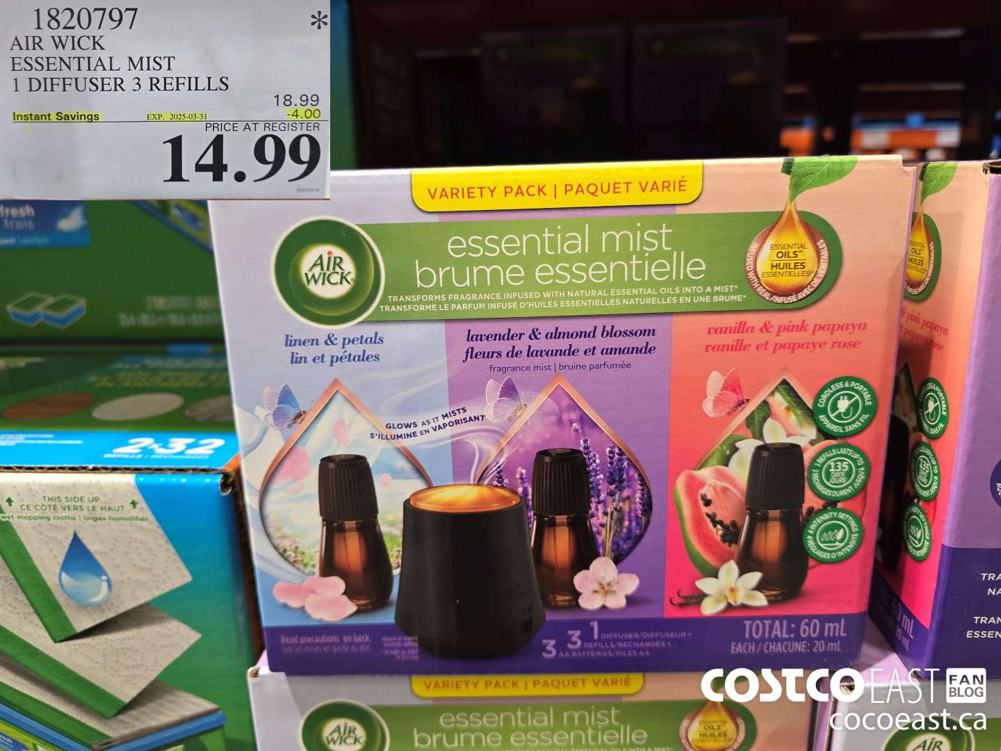 1820797 AIR WICK ESSENTIAL MIST 1 DIFFUSER 3 REFILLS ($4.00 INSTANT SAVINGS EXPIRES ON 2025-03-31) $14.99