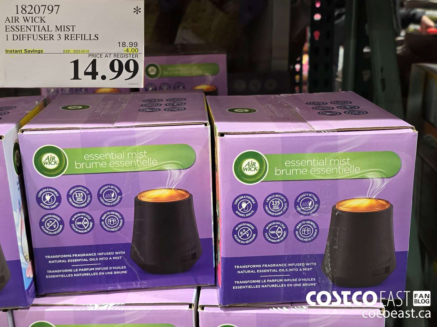 1820797 AIR WICK ESSENTIAL MIST 1 DIFFUSER 3 REFILLS ($4.00 INSTANT SAVINGS EXPIRES ON 2025-03-31) $14.99