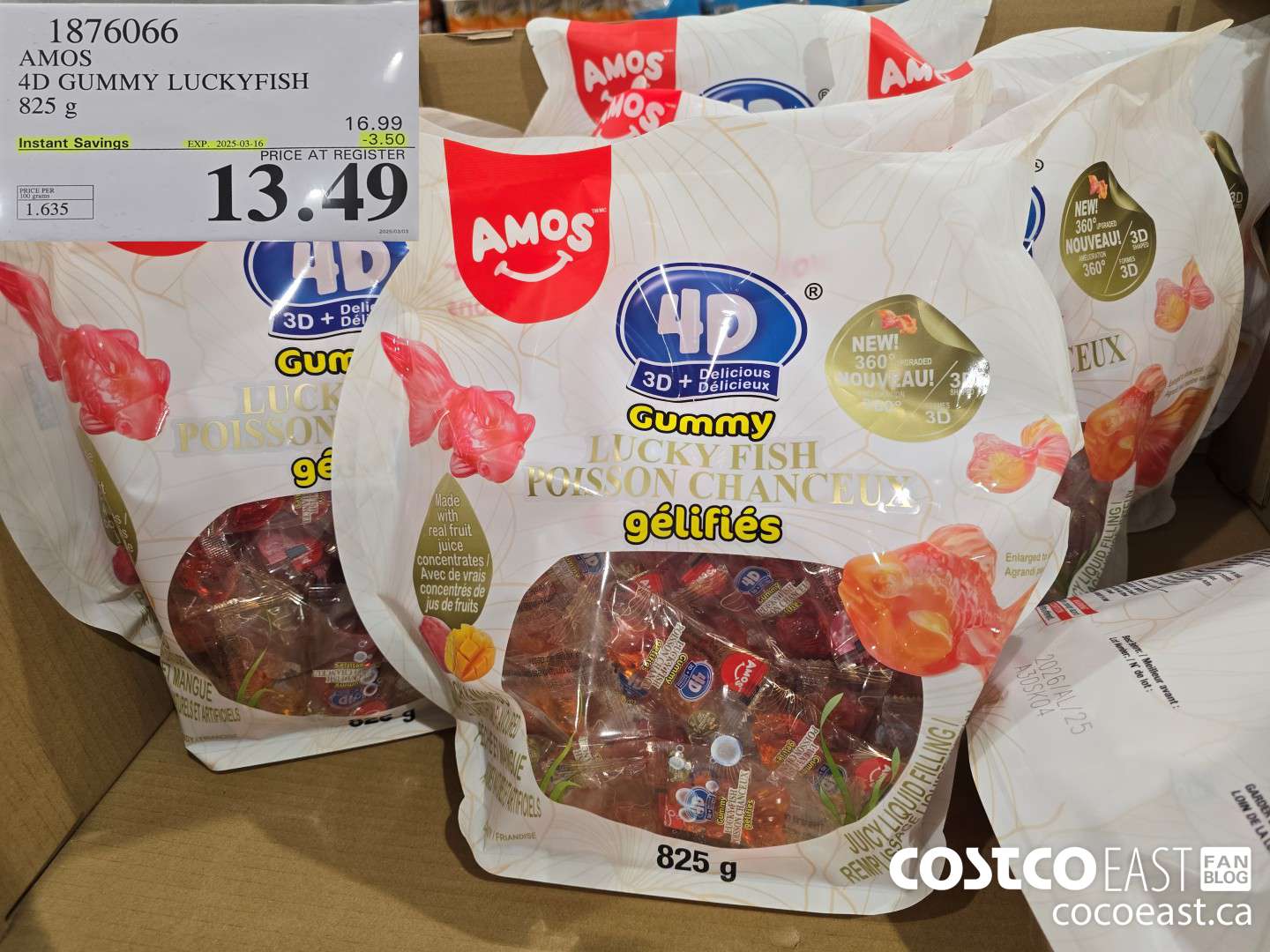 1876066 AMOS 4D GUMMY LUCKYFISH 825 g ($3.50 INSTANT SAVINGS EXPIRES ON 2025-03-16) $13.49